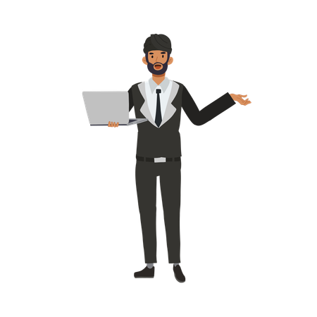 Businessman giving business presentation  Illustration