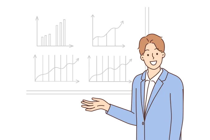 Businessman giving business presentation  Illustration