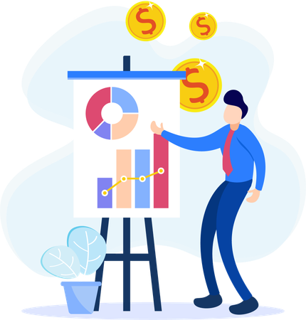 Businessman giving business presentation  Illustration
