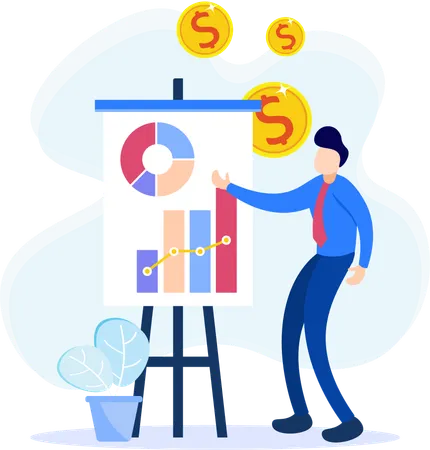 Businessman giving business presentation  Illustration