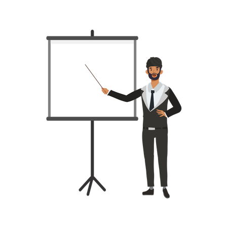 Businessman giving business presentation  Illustration