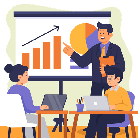 Businessman Giving Business Presentation  Illustration