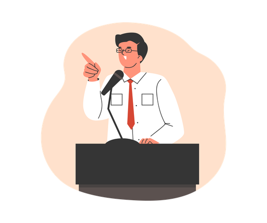 Businessman giving business speech  Illustration