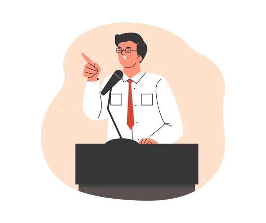 Businessman giving business speech  Illustration