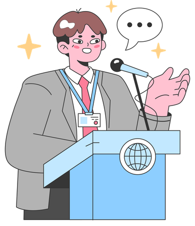 Businessman giving business speech in Company function  Illustration