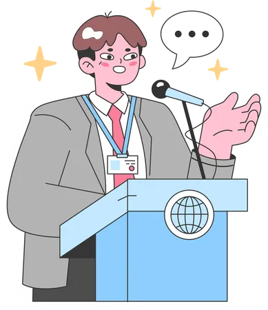 Businessman giving business speech in Company function  イラスト
