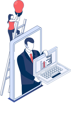 Businessman giving business training  Illustration