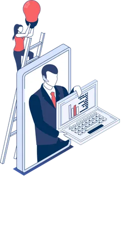 Businessman giving business training  Illustration