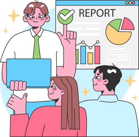Businessman giving business training to employee  イラスト