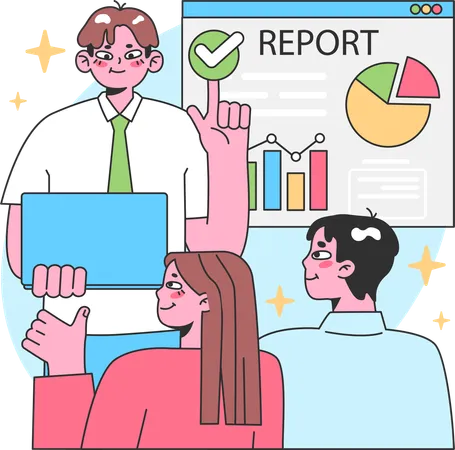 Businessman giving business training to employee  イラスト