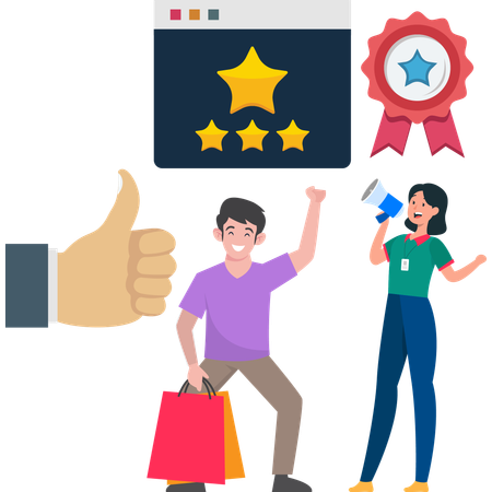 People getting customer praise  Illustration