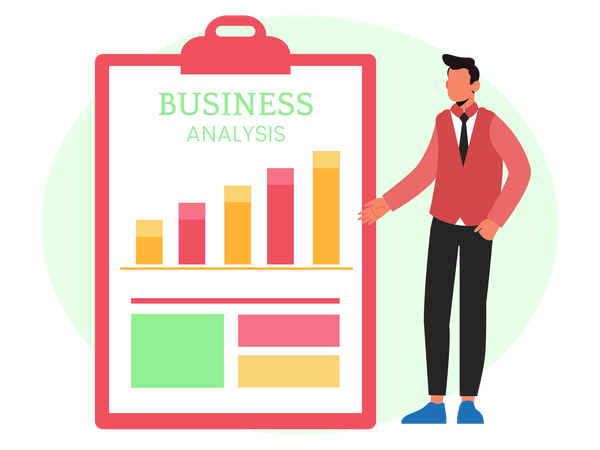 Businessman giving data analytics report  Illustration