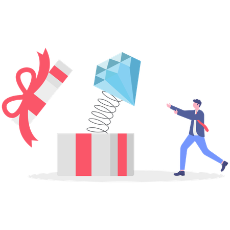 Businessman giving diamond gift  Illustration