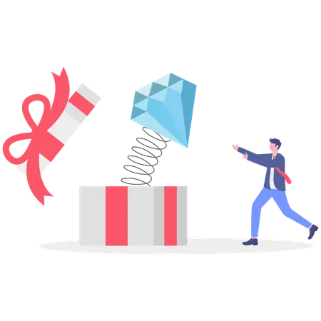 Businessman giving diamond gift  Illustration