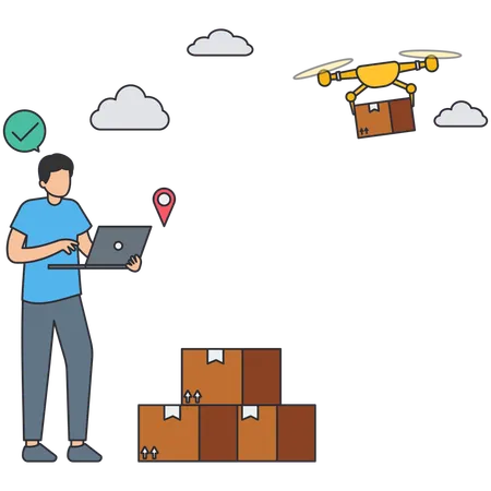 Businessman giving drone delivery  Illustration