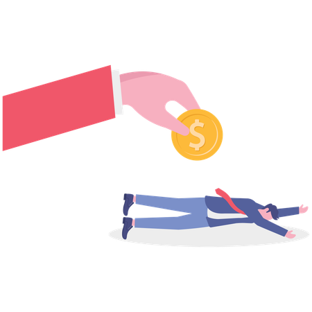 Businessman giving employee bonus  Illustration
