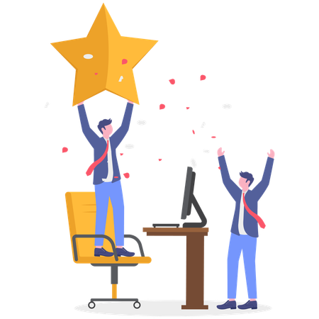 Businessman giving employee success recognition  Illustration