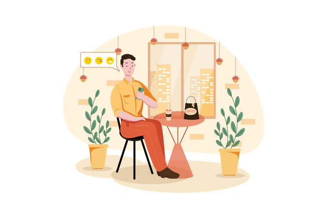Businessman giving feedback for the Coffee shop service  Illustration