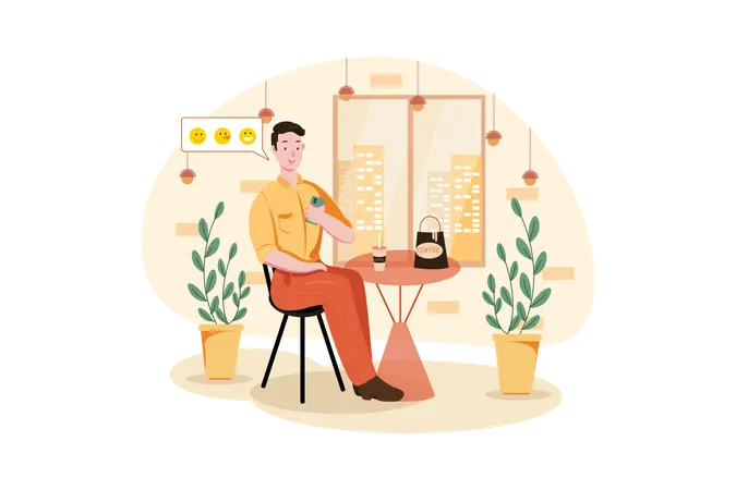 Businessman giving feedback for the Coffee shop service  Illustration