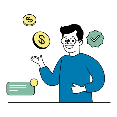 Businessman giving financial advice to employees  Illustration