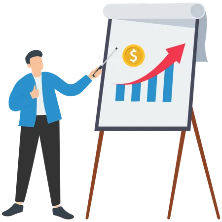 Businessman giving financial presentation  Illustration