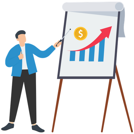 Businessman giving financial presentation  Illustration