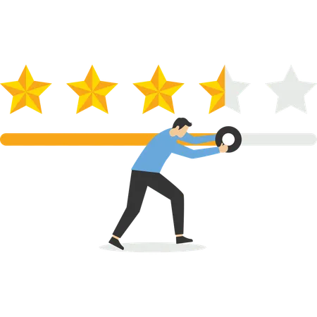 Contemporary Art Collage Of Businessmans Hand Giving Five Star Rating Feedback Concept Illustration