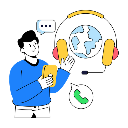Businessman giving Global Customer Service  Illustration