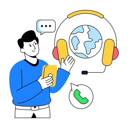 Businessman giving Global Customer Service  Illustration