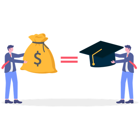 Businessman giving graduation degree with payment  Illustration