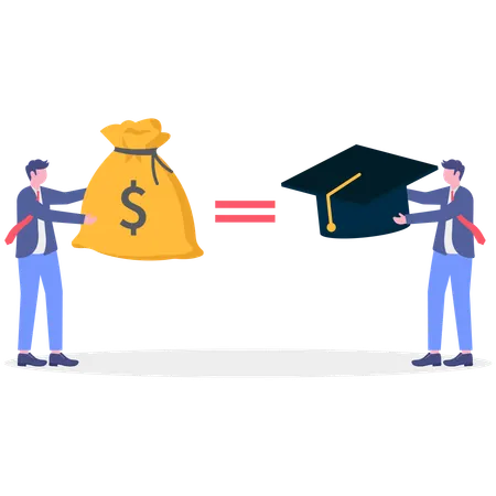 Businessman giving graduation degree with payment  Illustration