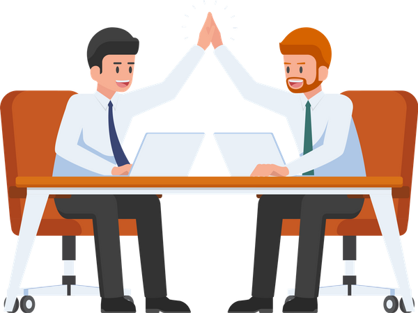 Businessman giving high five to each other Illustration