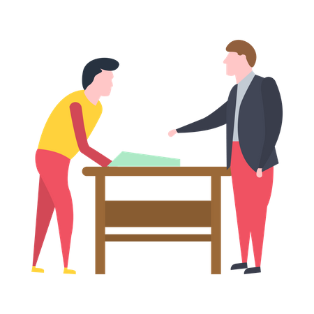 Businessman giving input in project plan  Illustration
