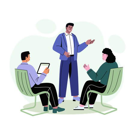 Businessman Giving Instructions to employees  Illustration