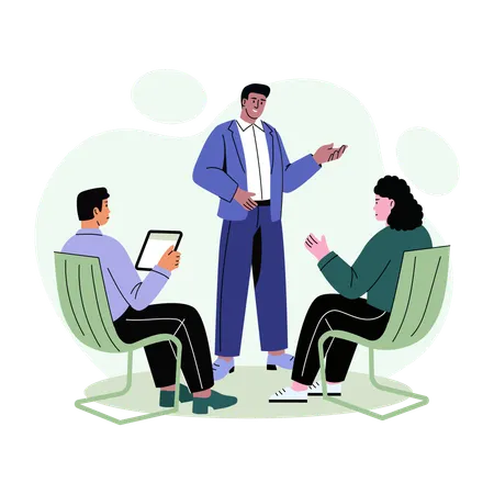 Businessman Giving Instructions to employees  Illustration