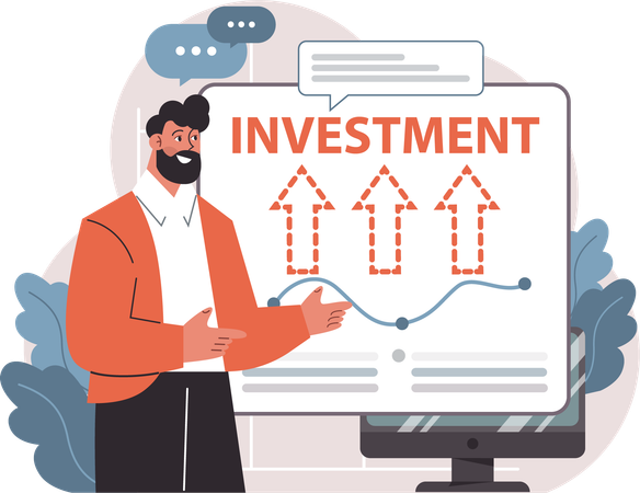 Businessman giving investment presentation  Illustration