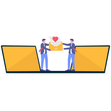 Businessman giving love letter to employee  Illustration
