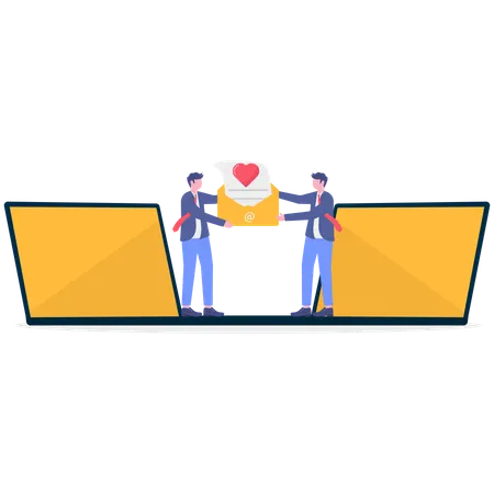 Businessman giving love letter to employee  Illustration