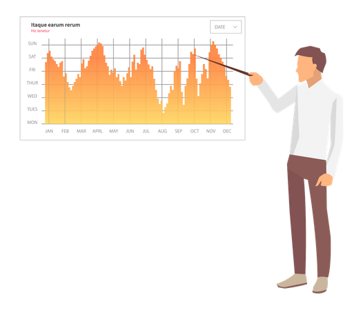 Businessman giving marketing presentation  Illustration