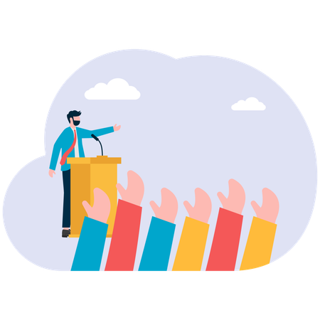 Businessman giving motivation speech for business growth  Illustration