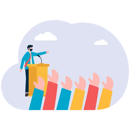 Businessman giving motivation speech for business growth  Illustration