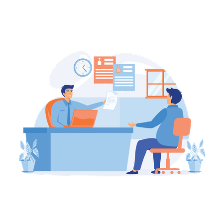 Businessman giving offer letter to new candidate  Illustration