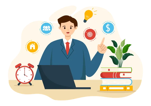 Businessman giving online coaching  Illustration