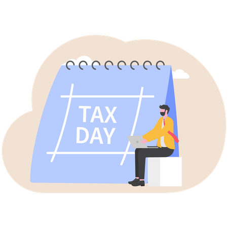 Businessman giving online tax payment  Illustration