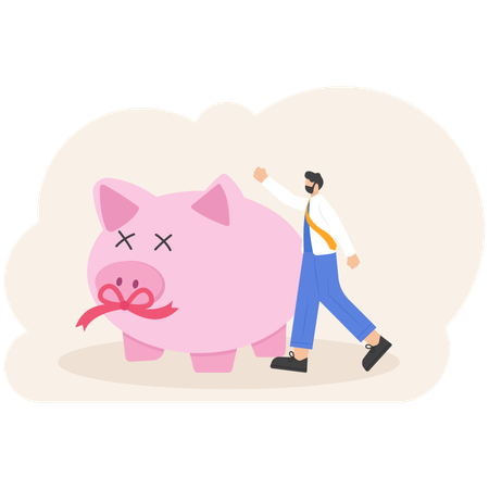 Businessman giving piggy bank  Illustration