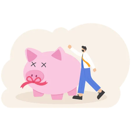 Businessman giving piggy bank  Illustration