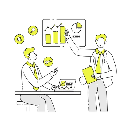 Businessman Presentation Teamwork Business Vector Illustration In White Background Illustration