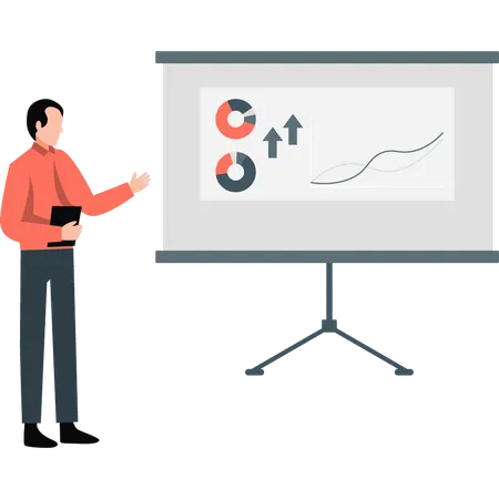 Businessman giving presentation from presentation board  Illustration