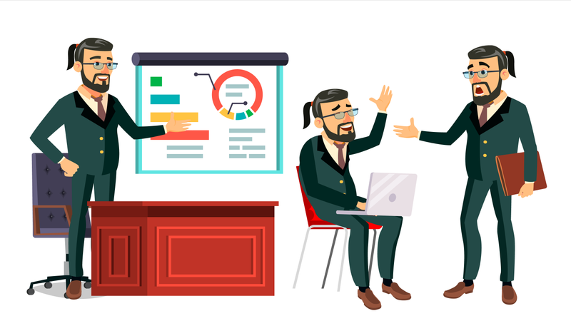 Businessman Giving Presentation In Office  Illustration