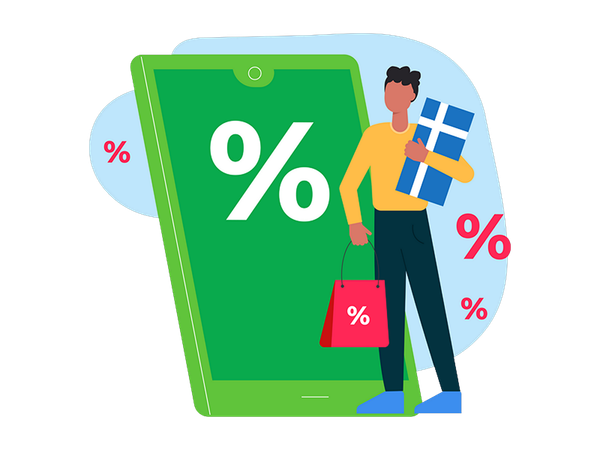 Businessman giving product discount  Illustration